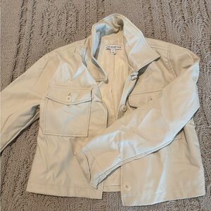 Cream Faux Leather Jacket